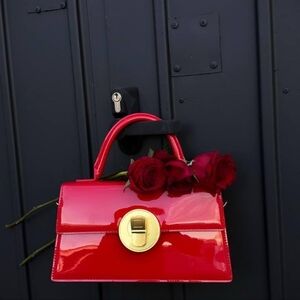 Red Patent Leather Top-handle Handbag - Made in Italy